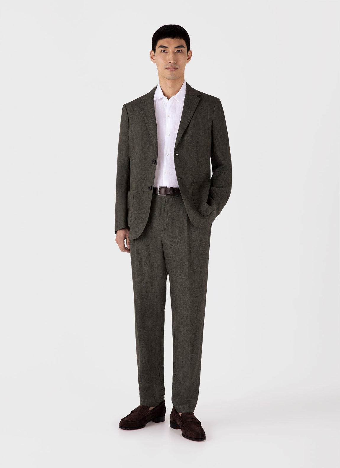Men's Linen Blazer in Hunter Green