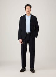 Men's Textured Wool Blazer in Navy