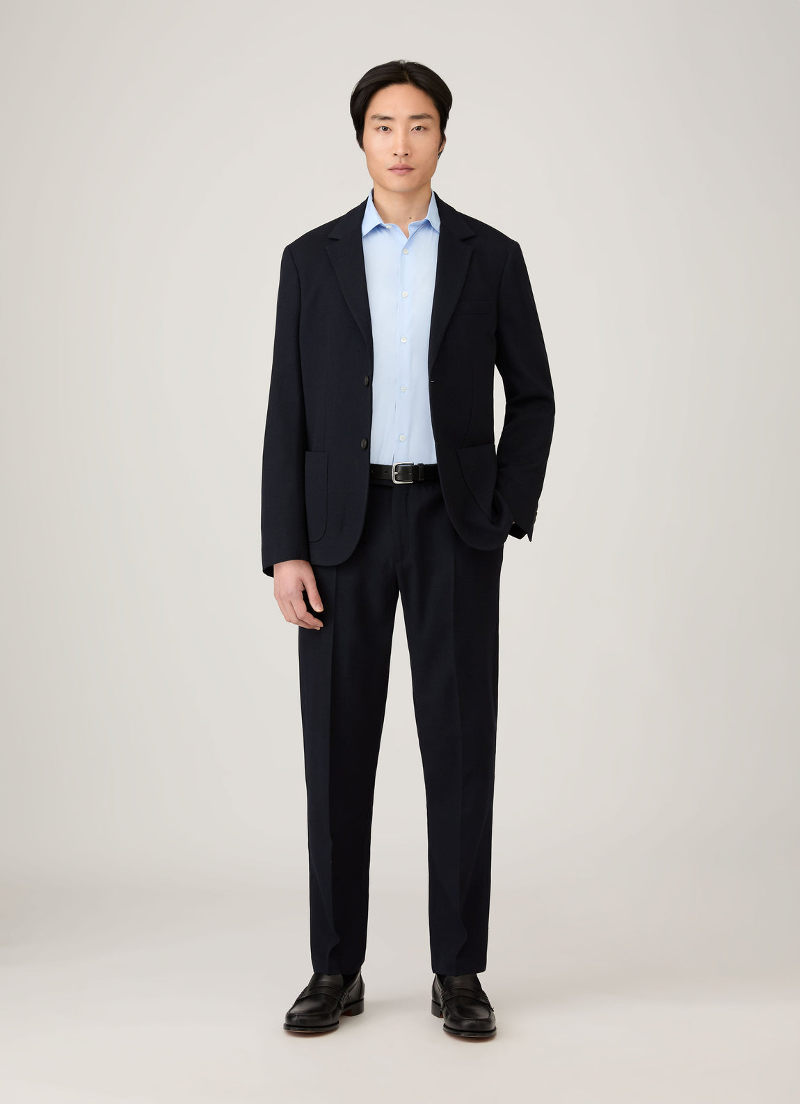 Men's Textured Wool Blazer in Navy