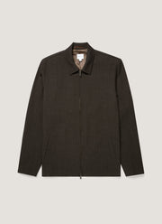 Men's Light Textured Wool Harrington Jacket in Truffle