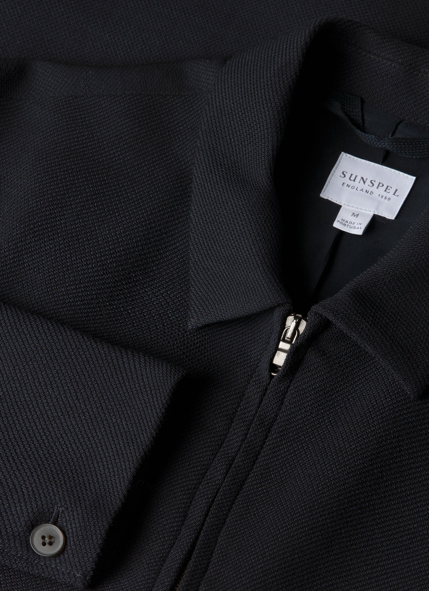 Men's Light Textured Wool Harrington Jacket in Navy