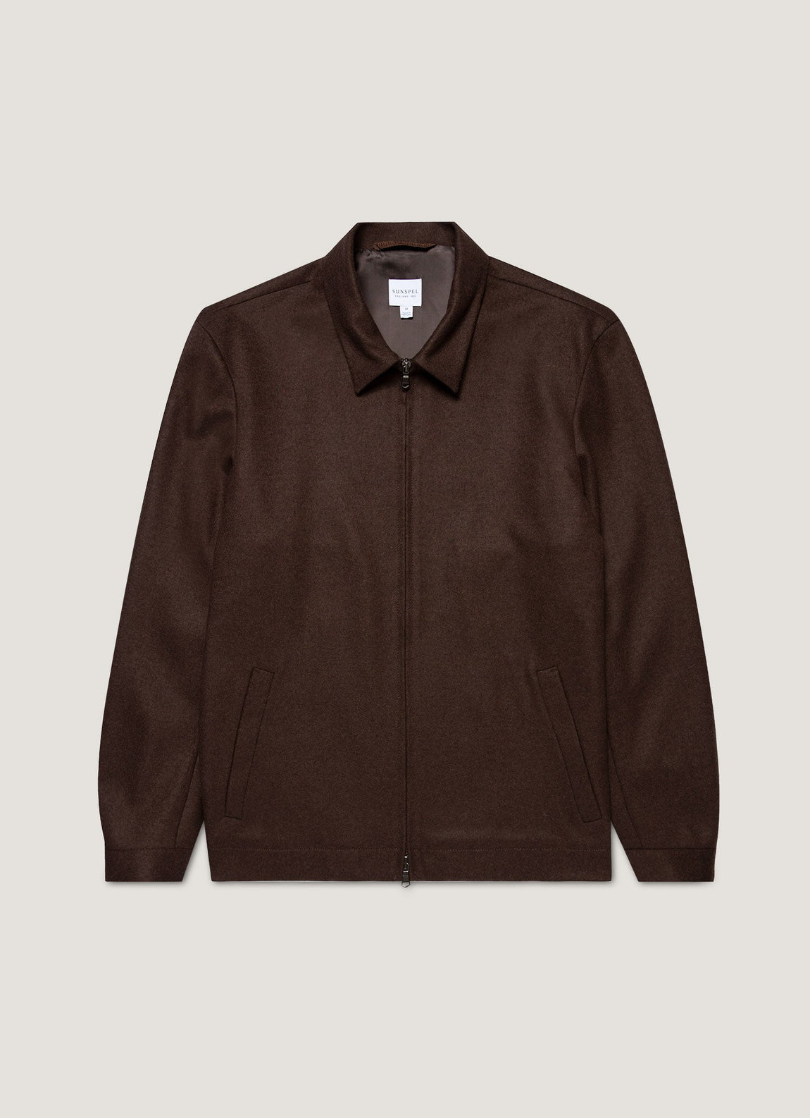 Men's Boiled Wool Harrington Jacket in Truffle