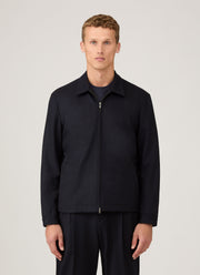 Men's Boiled Wool Harrington Jacket in Navy