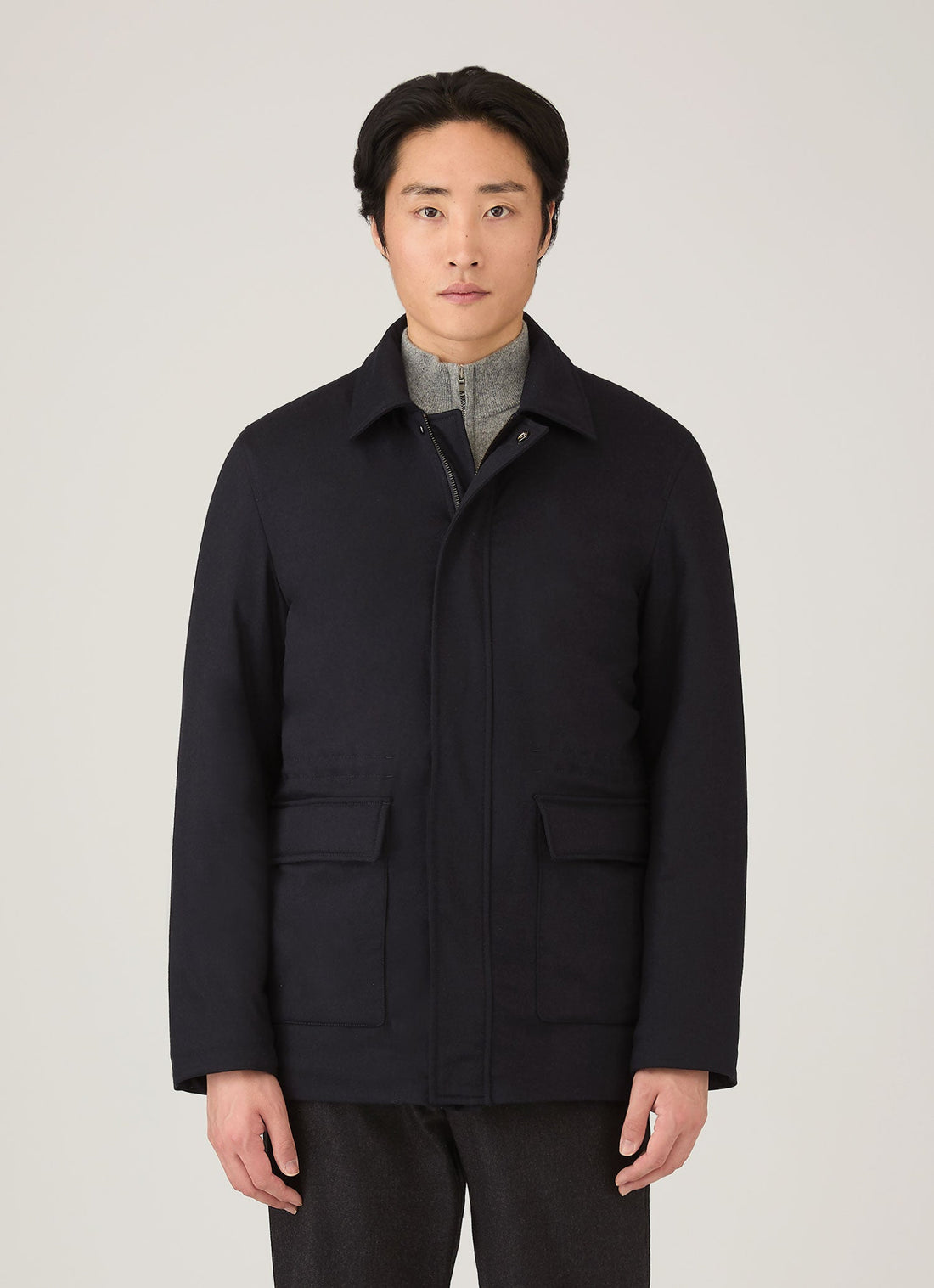 Men's Wool Cashmere Field Jacket in Navy