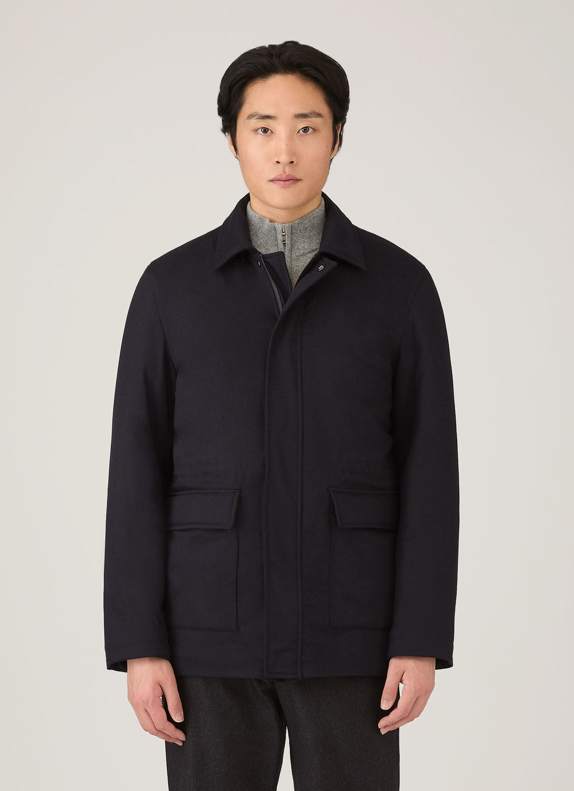 Men's Wool Cashmere Field Jacket in Navy