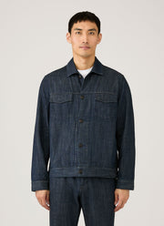 Men's Japanese Denim Jacket in Rinse Wash Denim