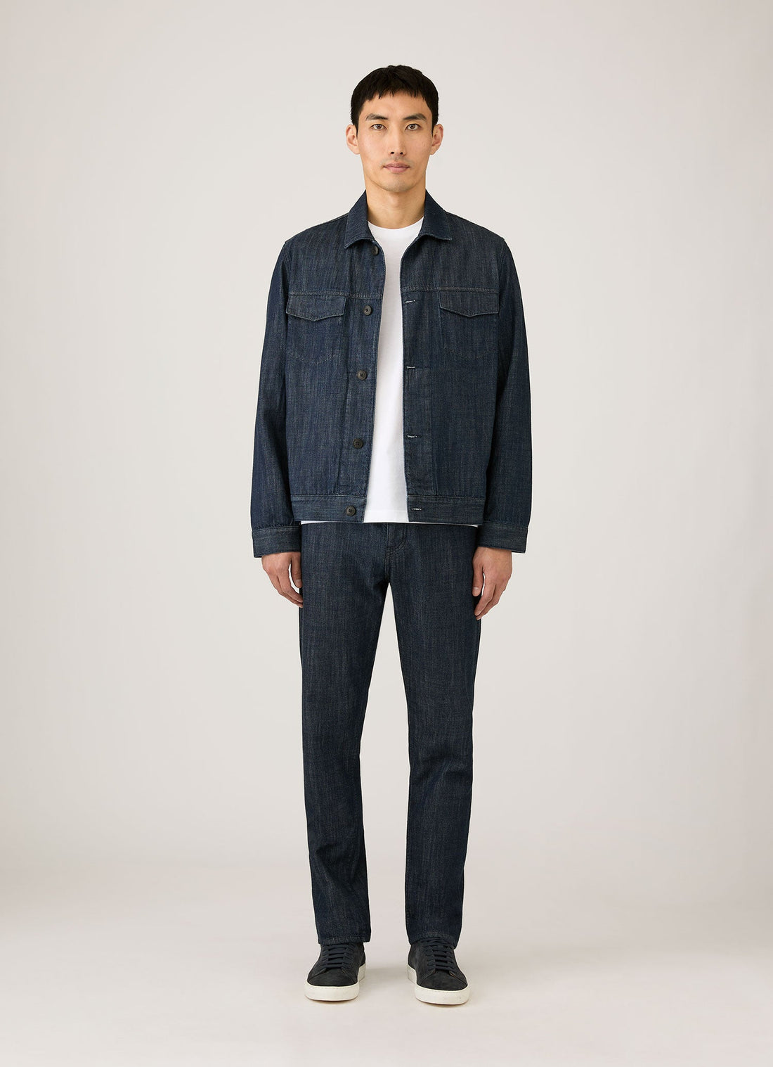Men's Japanese Denim Jacket in Rinse Wash Denim