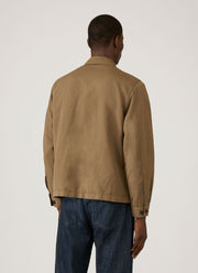 Men's Cotton Linen Jacket in Dark Cedar