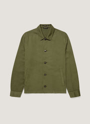Men's Cotton Linen Jacket in Deep Olive
