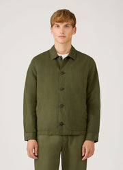 Men's Cotton Linen Jacket in Deep Olive