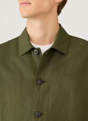 Men's Cotton Linen Jacket in Deep Olive