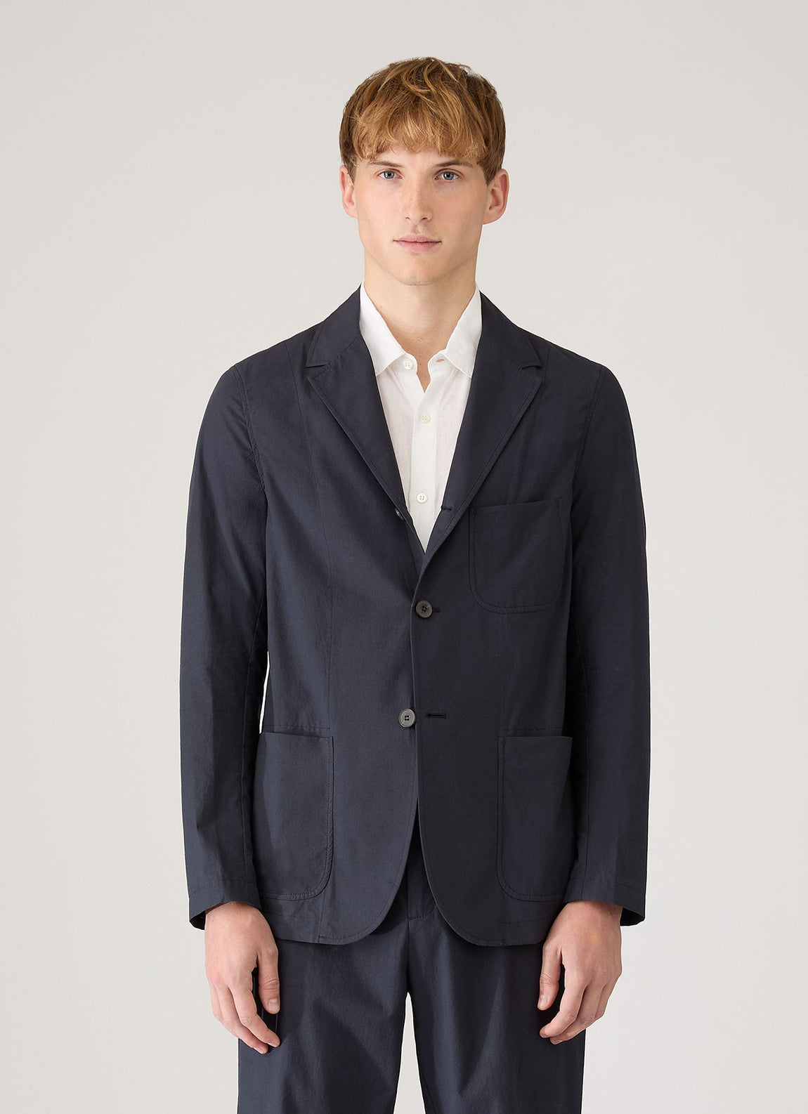 Men's Lightweight Cotton Poplin Jacket in Navy
