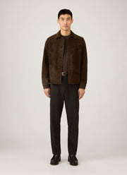 Men's Suede Jacket in Dark Brown
