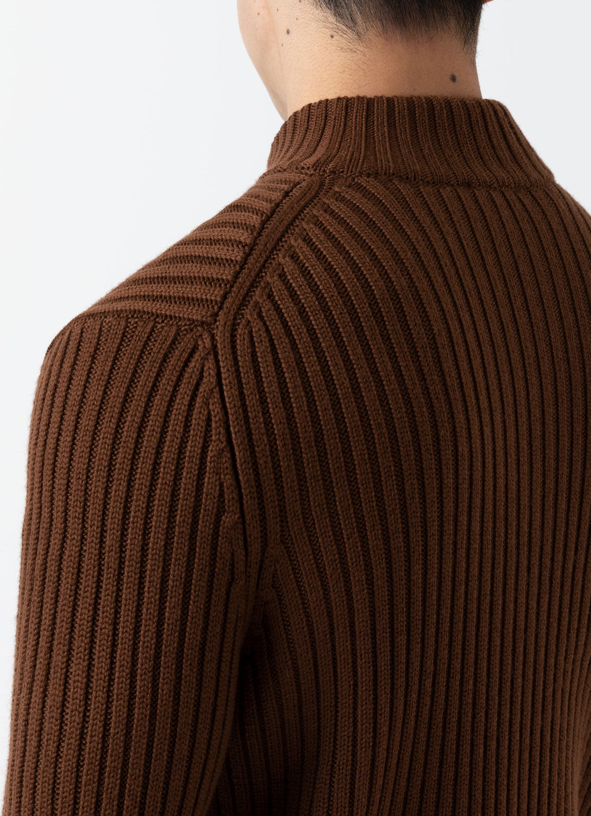 Men's Merino Rib Zip Cardigan in Pecan