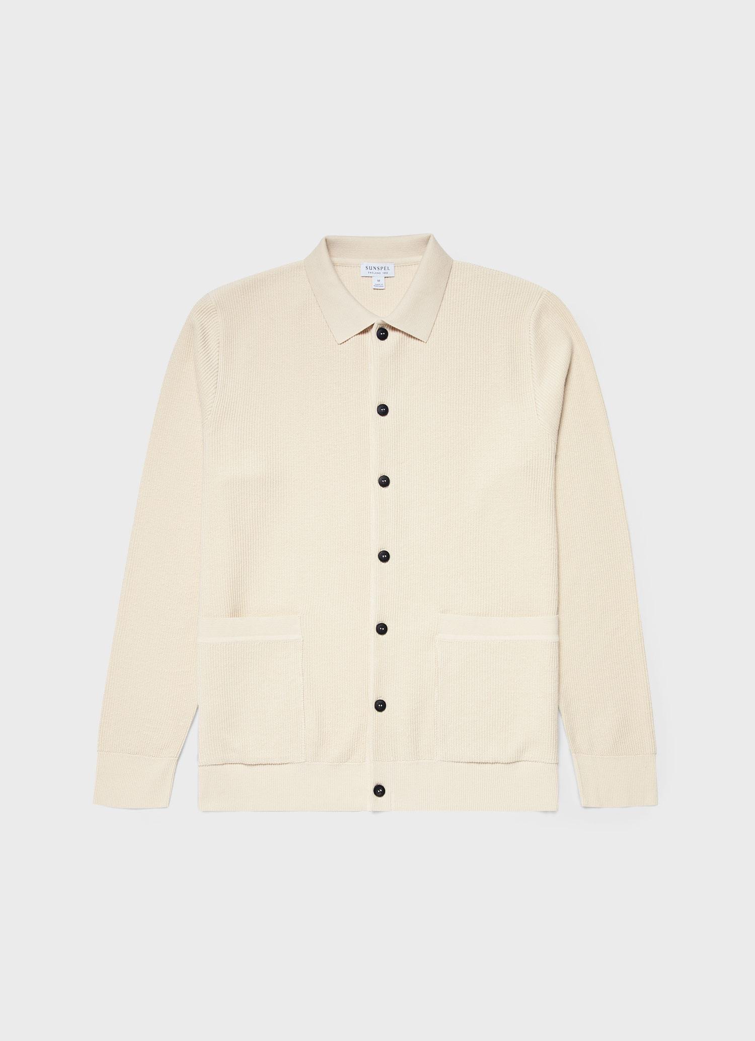 Men's Knitted Jacket in Ecru