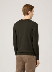 Men's Extra-Fine Merino Crew Neck in Dark Green