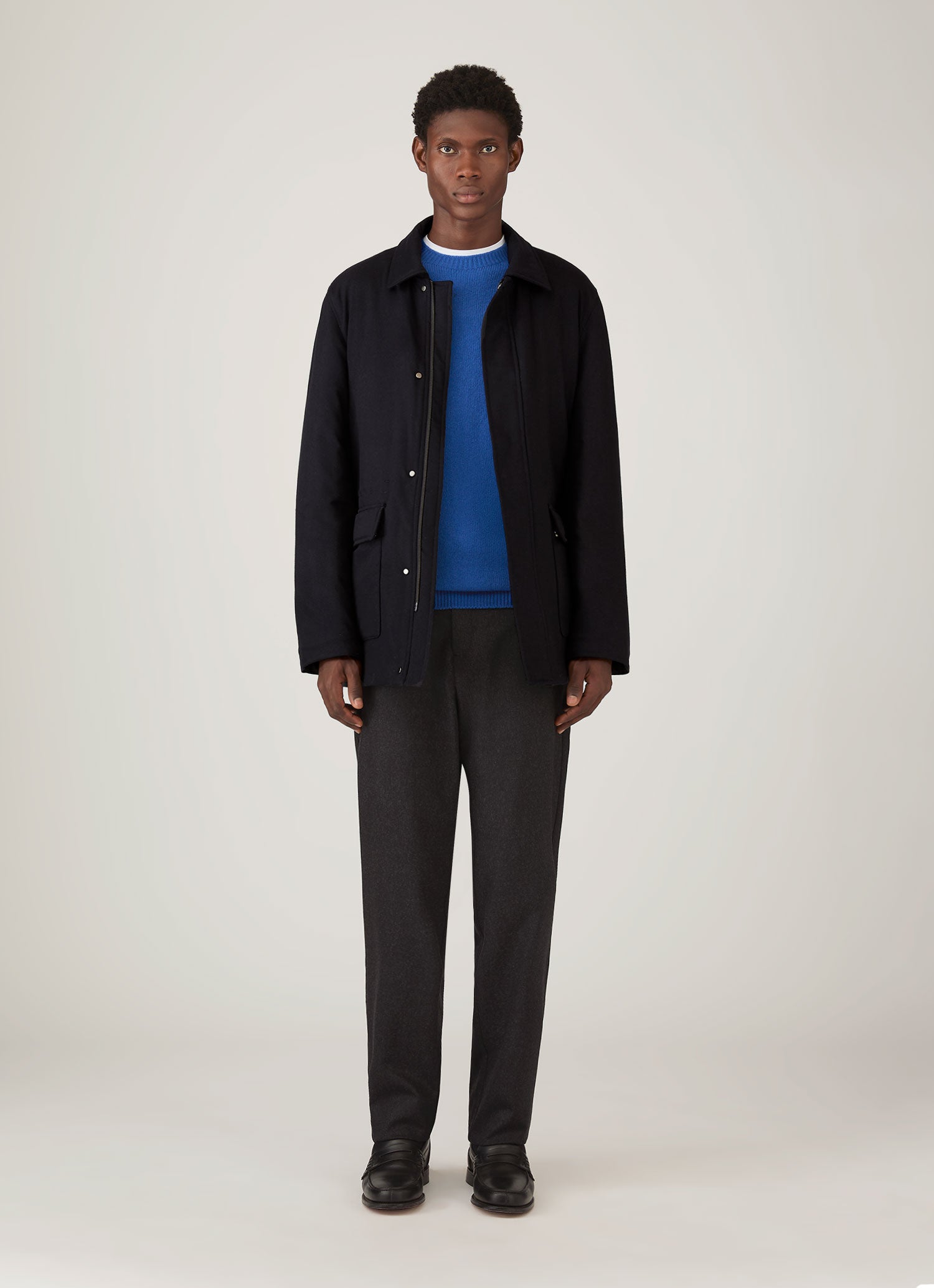 Men's Lambswool Crew Neck Jumper in Cobalt