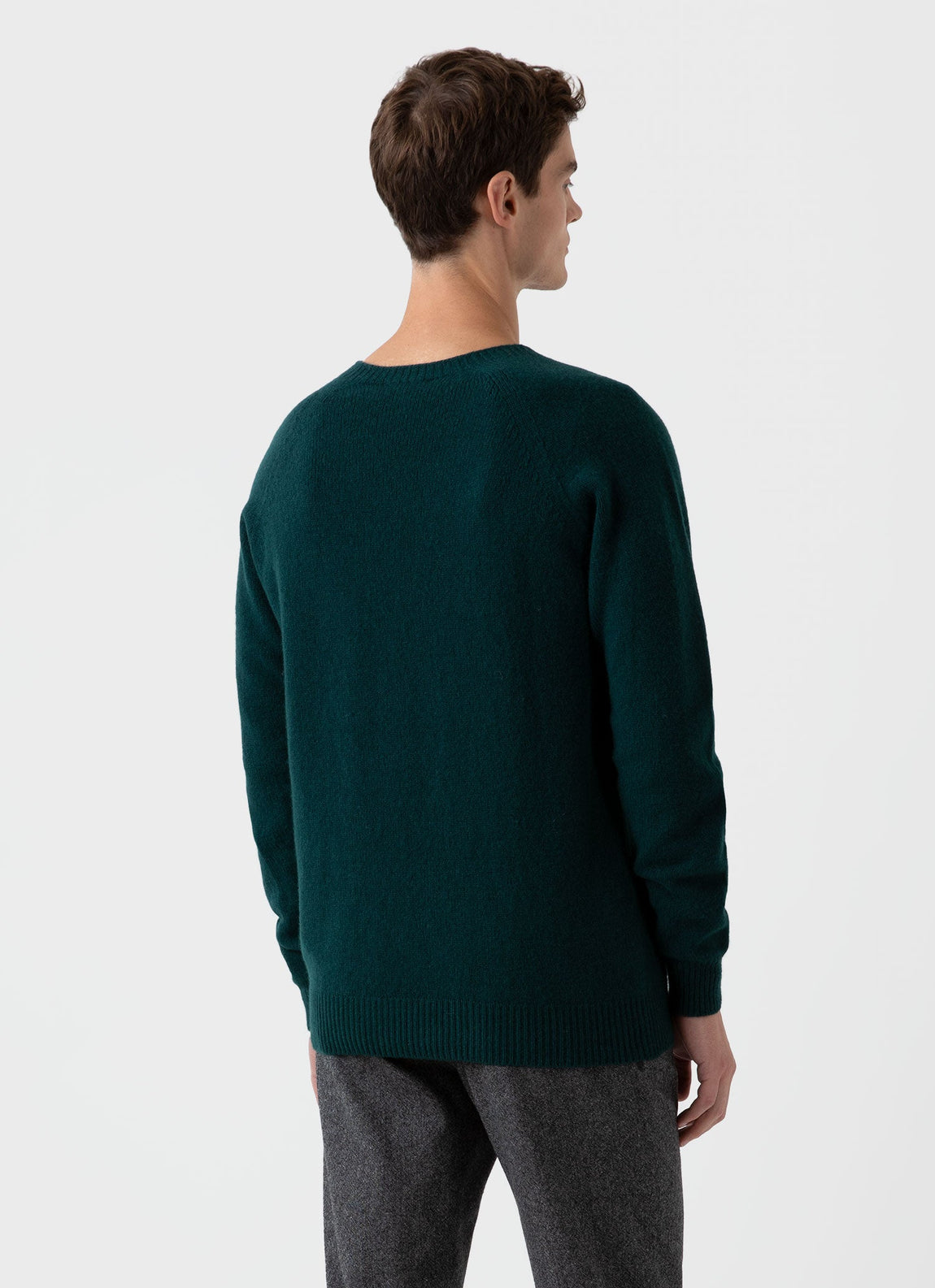Men's Lambswool Crew Neck Jumper in Dark Green