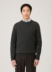 Men's Lambswool Crew Neck Jumper in Dark Green Twist