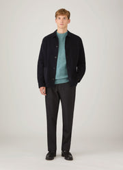 Men's Lambswool Crew Neck Jumper in Steel Green