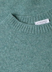 Men's Lambswool Crew Neck Jumper in Steel Green