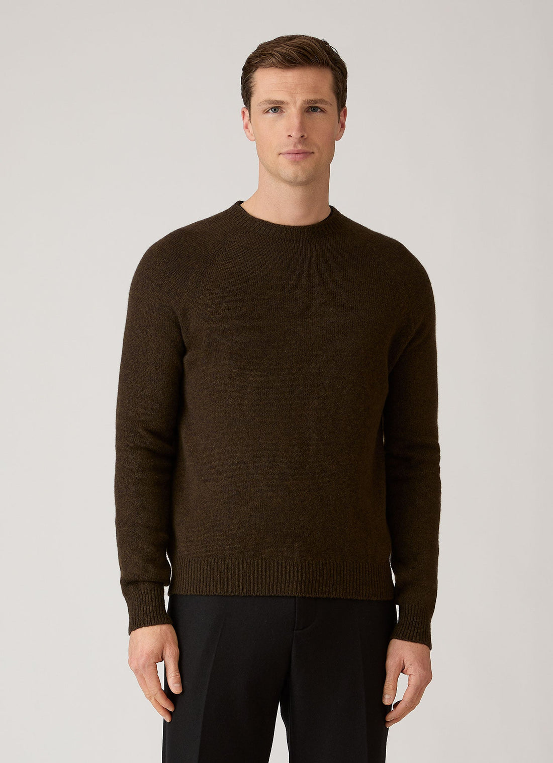 Men's Lambswool Crew Neck Jumper in Loden Green Twist