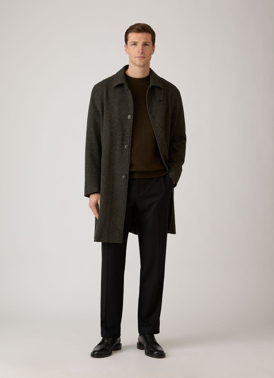 Men's Lambswool Crew Neck Jumper in Loden Green Twist