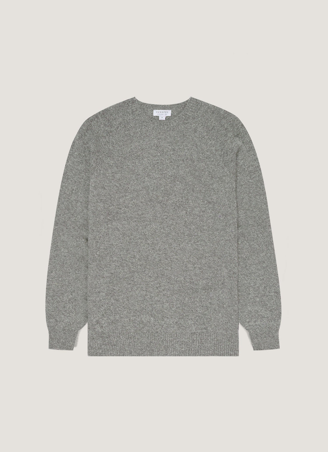 Men's Lambswool Crew Neck Jumper in Mid Grey Melange