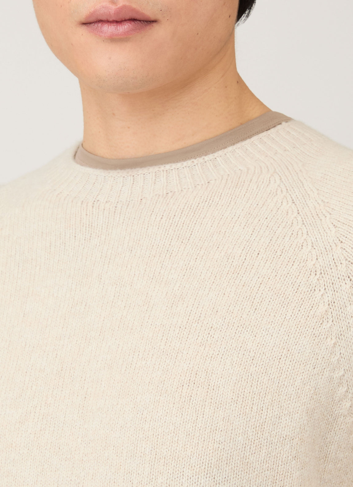 Men's Lambswool Crew Neck Jumper in Oatmeal Melange