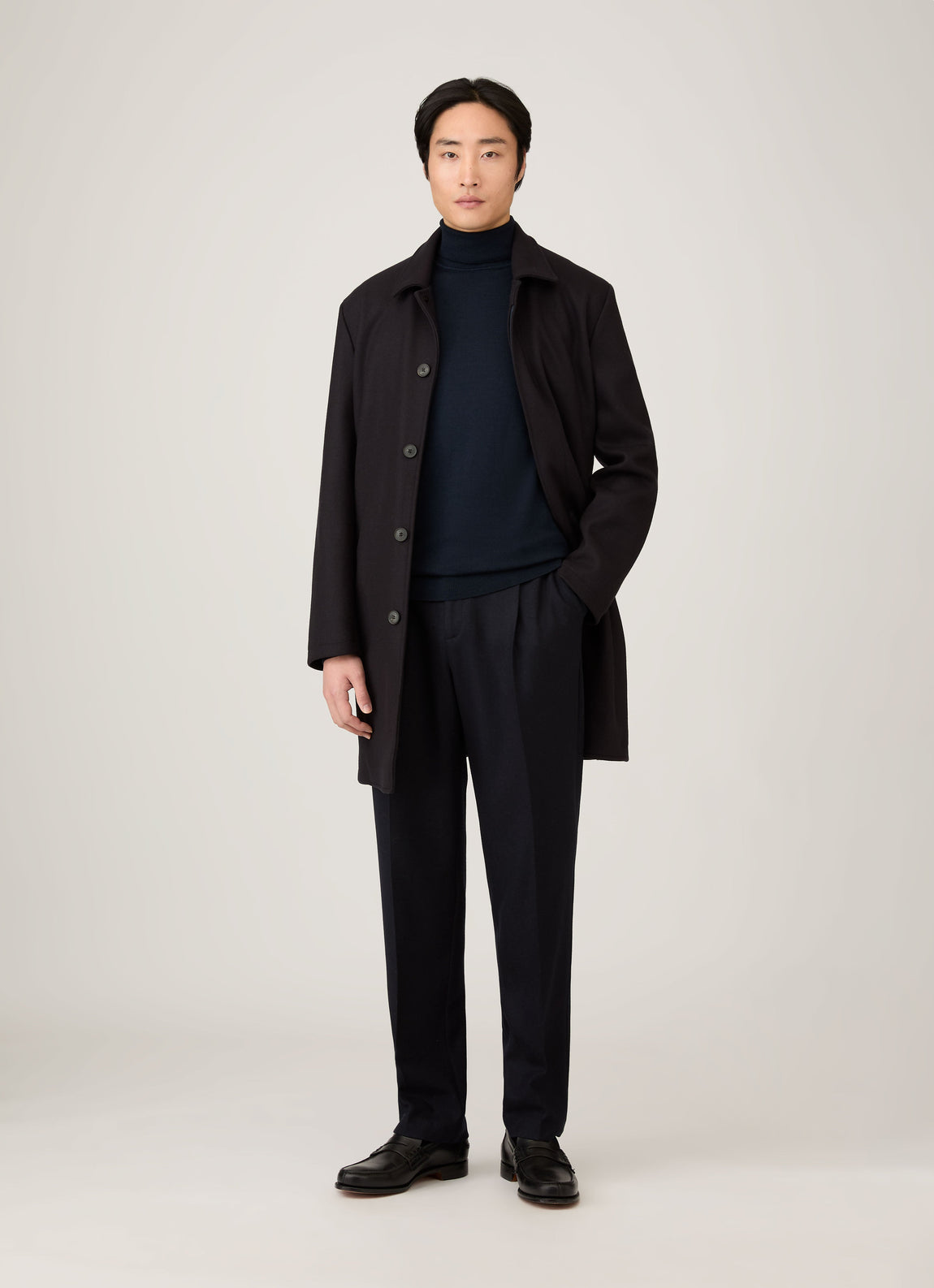 Men's Extra-Fine Merino Roll Neck in Navy