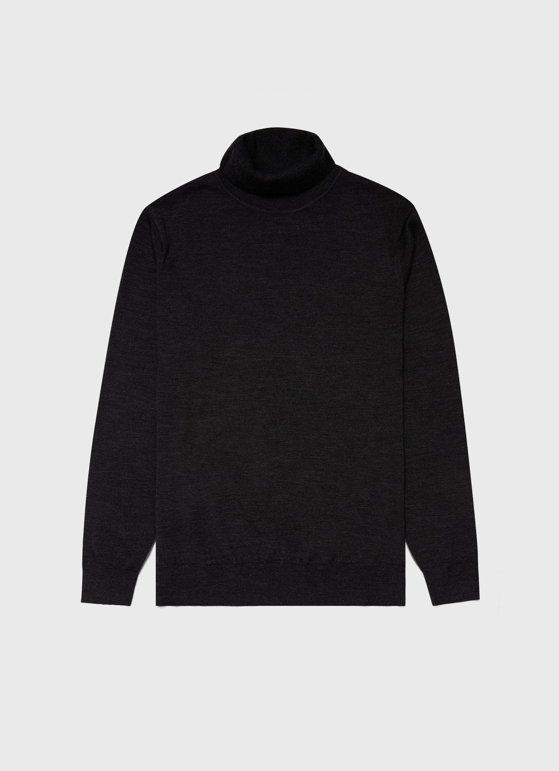 Men's Extra-Fine Merino Roll Neck in Charcoal Melange