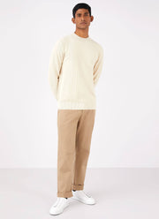 Men's Textured Guernsey Jumper in Ecru