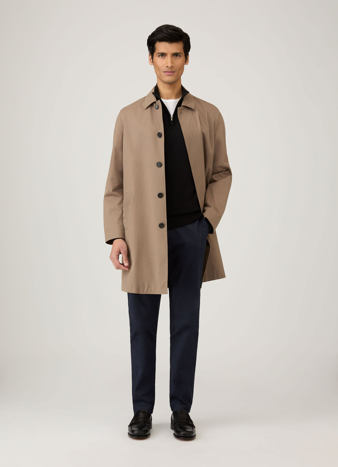 Men's Extra-Fine Merino Zip Neck in Black