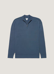 Men's Extra-Fine Merino Zip Neck in Slate Blue