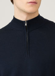 Men's Extra-Fine Merino Zip Neck in Navy