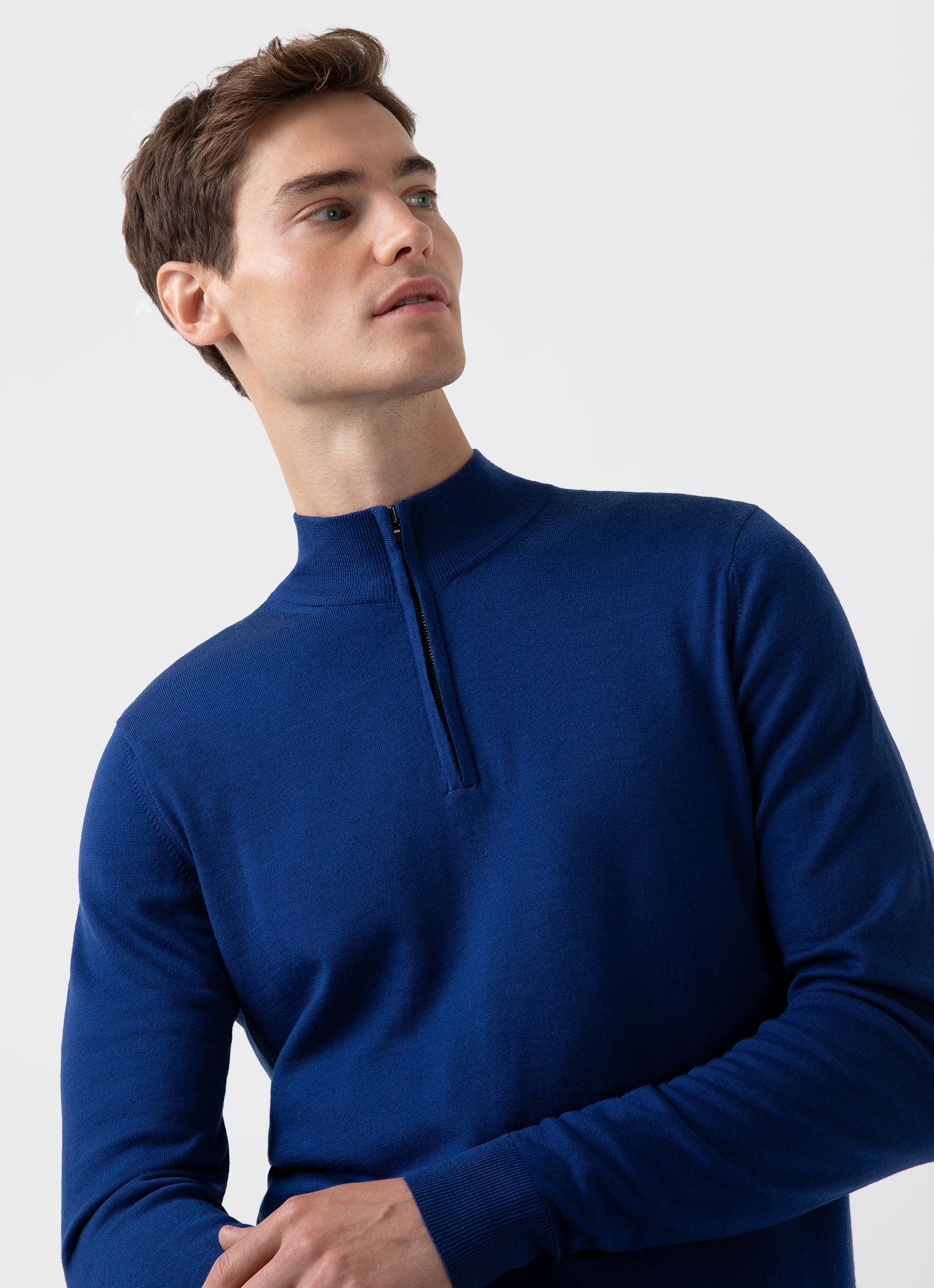 Men's Extra-Fine Merino Zip Neck in Space Blue