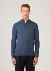 Men's Extra-Fine Merino Zip Neck in Slate Blue
