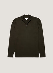 Men's Extra-Fine Merino Zip Neck in Dark Green