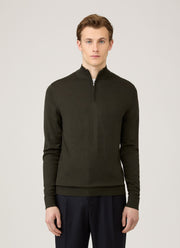 Men's Extra-Fine Merino Zip Neck in Dark Green