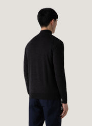 Men's Extra-Fine Merino Zip Neck in Charcoal Melange