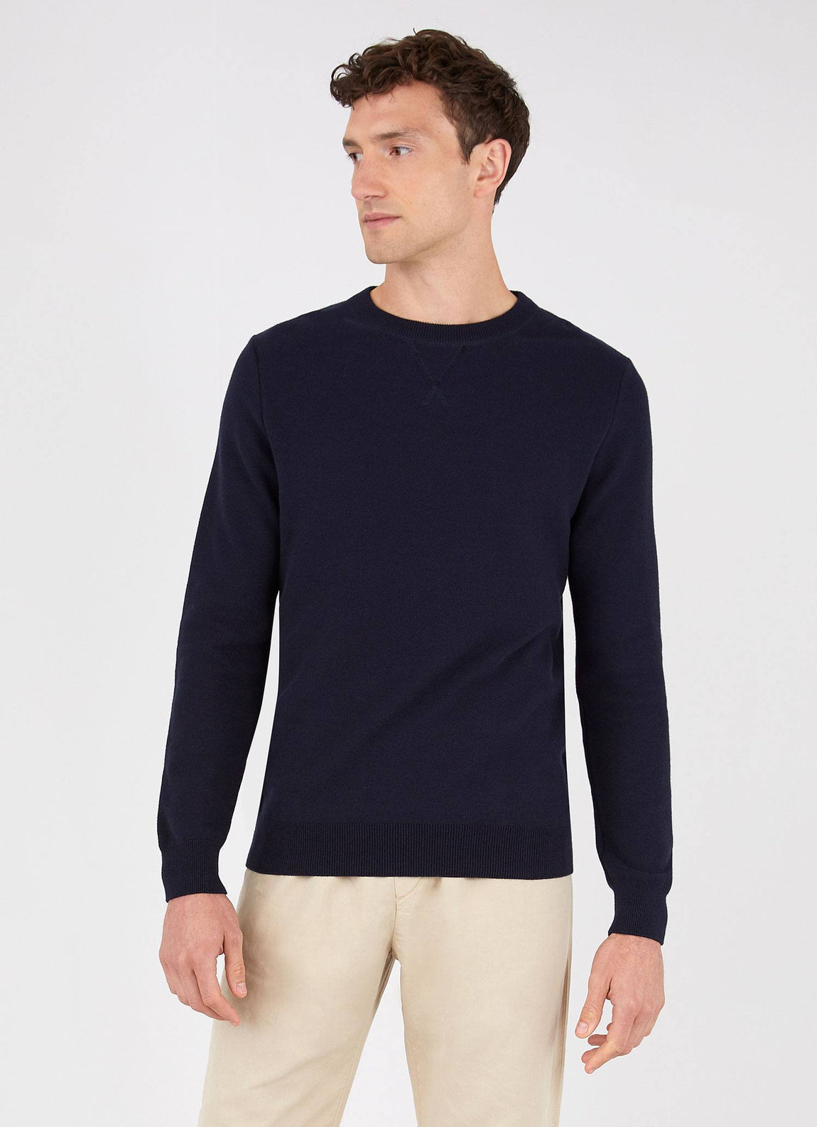 Men's Fine Texture Crew Neck in Navy