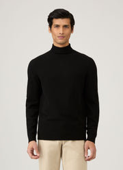 Men's Lambswool Roll Neck in Black