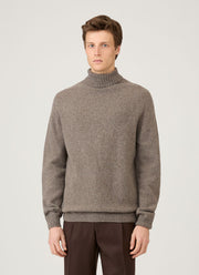 Men's Lambswool Roll Neck in Bark