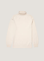 Men's Lambswool Roll Neck in Ecru