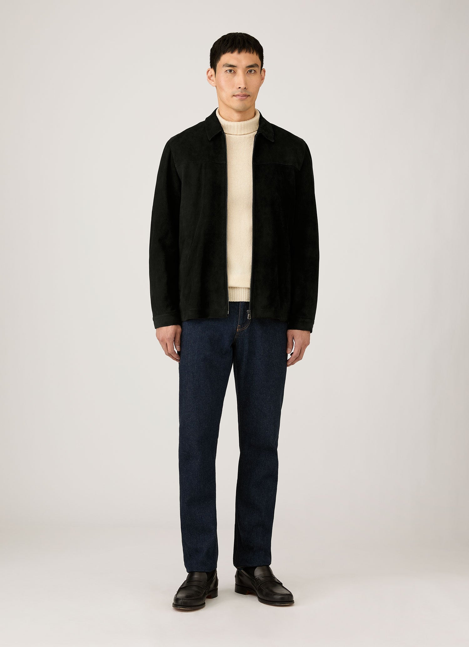 Men's Lambswool Roll Neck in Ecru