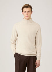 Men's Lambswool Roll Neck in Oatmeal Melange