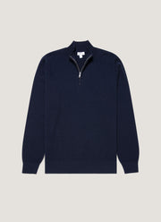 Men's Cashmere Zip Neck Jumper in Navy
