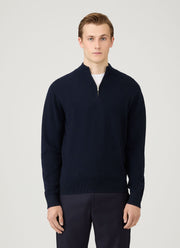 Men's Cashmere Zip Neck Jumper in Navy