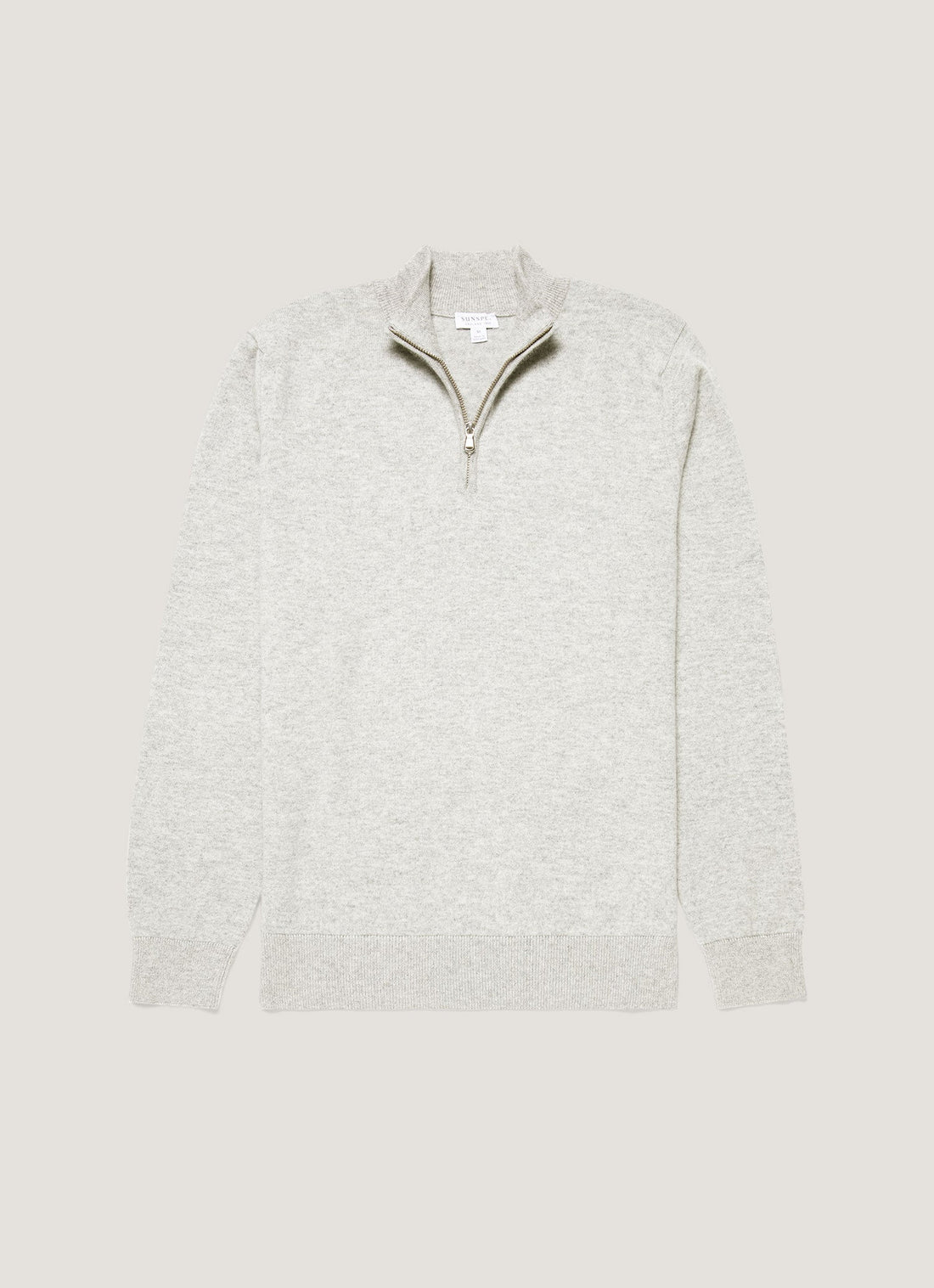 Men's Cashmere Zip Neck Jumper in Grey Melange