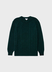 Men's Textured Donegal Jumper in Dark Green Donegal